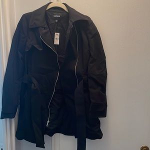 EXPRESS BLACK SHORT TIE WAIST TRENCH COAT S